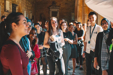 UNIQ+ Students Arrive at Oxford UNIQ+ Students attending a tour of New College, Oxford, before their first UNIQ+ Dinner.